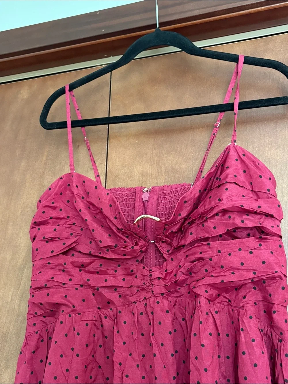 Abercrombie & Fitch Strapless Hardware Cutout Maxi Dress In Plum Dot Size XL